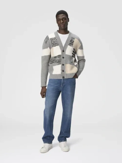 Missoni V-neck Patchwork Knit Cardigan In Gray