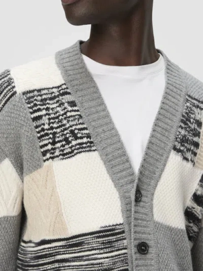 Missoni V-neck Patchwork Knit Cardigan In Gray