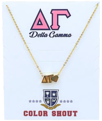 Color Shout Delta Gamma Sorority Gold Heart Necklace In Gold