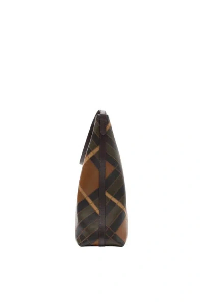 Burberry Large Highlands Check-pattern Leather Shoulder Bag In Brown