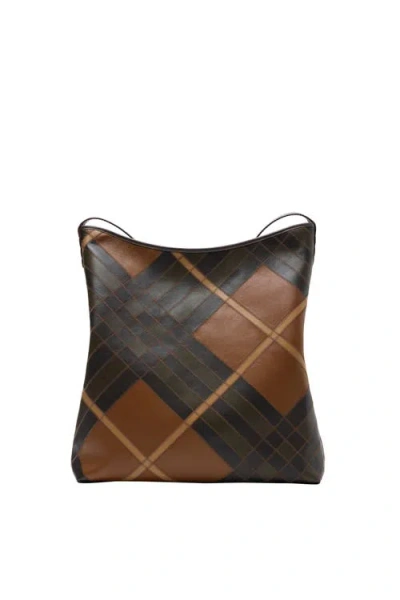 Burberry Large Highlands Check-pattern Leather Shoulder Bag In Brown