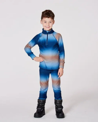 Deux Par Deux Boy Two-piece Thermal Underwear Set In Blue