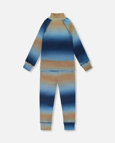 Deux Par Deux Boy Two-piece Thermal Underwear Set In Blue