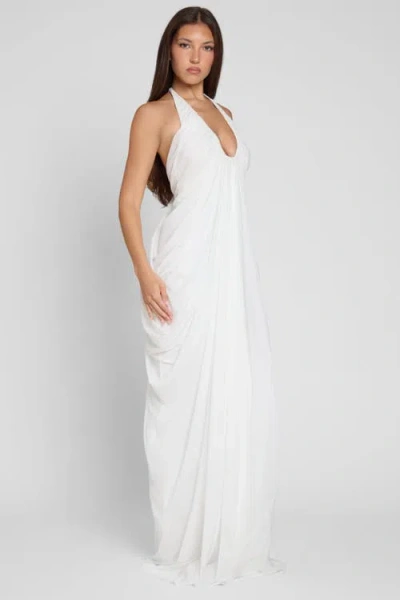 Leau Cascade Drape Gown In White