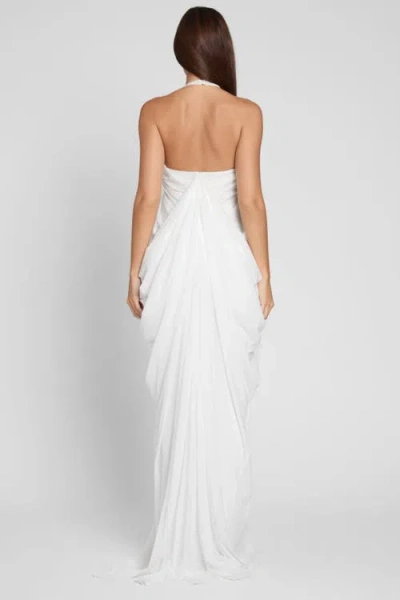 Leau Cascade Drape Gown In White