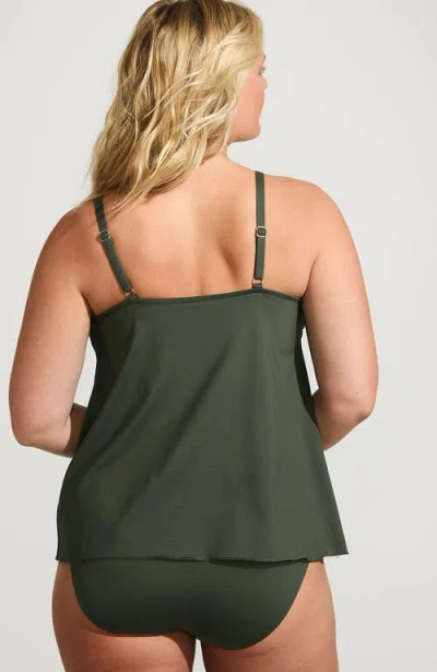 Lands' End Plus Size Tulip Hem Tankini Top In Green