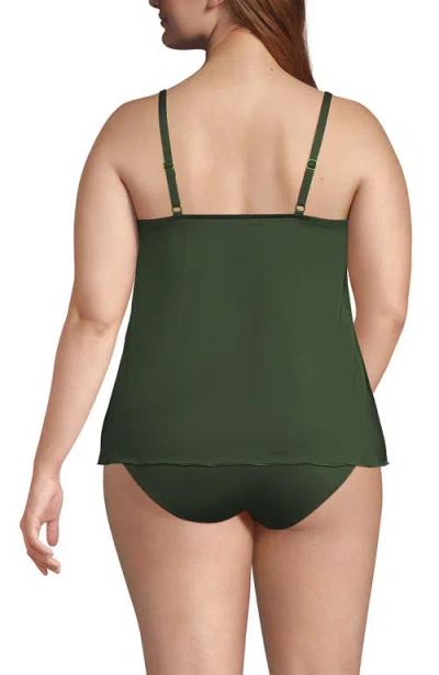 Lands' End Plus Size Tulip Hem Tankini Top In Green