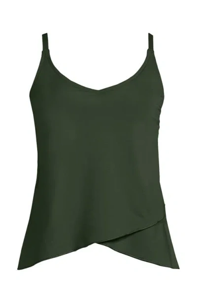 Lands' End Plus Size Tulip Hem Tankini Top In Green