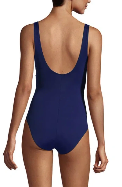 Lands' End Plus Size Dd-cup Slender Tummy Control Chlorine Resistant Wrap One Piece Swimsuit In Blue