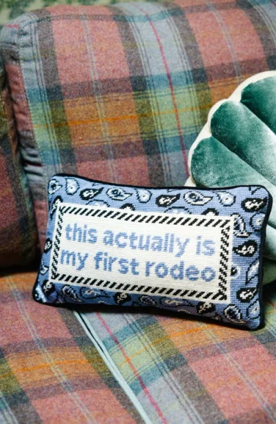 Furbish Needlepoint Pillow In Blue