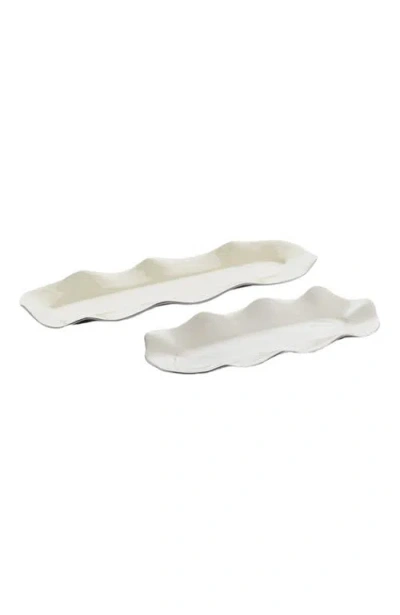 Lunares Ruffled Oyster Long Tray In White