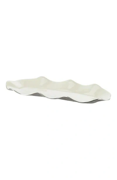 Lunares Ruffled Oyster Long Tray In White