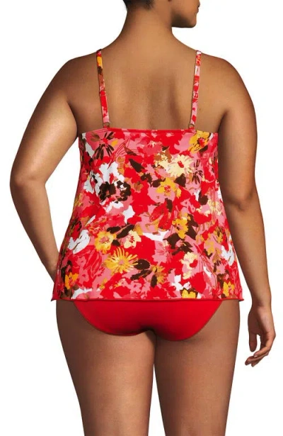 Lands' End Plus Size Tulip Hem Tankini Top In Red