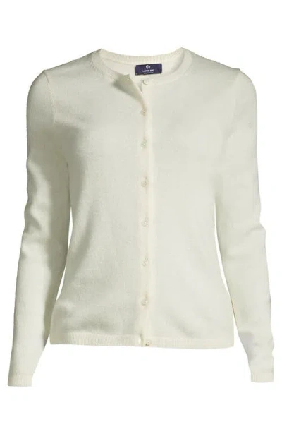 Lands' End Plus Size Cashmere Cardigan Sweater In White