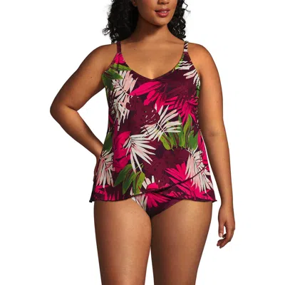 Lands' End Plus Size Tulip Hem Tankini Top In Red