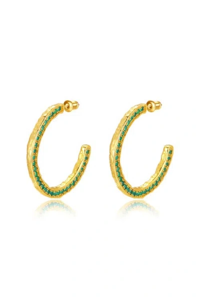 Classicharms Cubic Zirconia Molten C Hoop Earrings In Gold