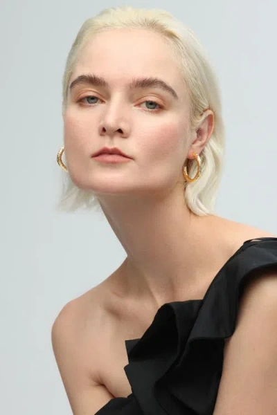 Classicharms Cubic Zirconia Molten C Hoop Earrings In Gold