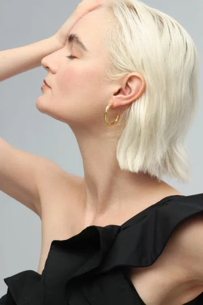 Classicharms Cubic Zirconia Molten C Hoop Earrings In Gold