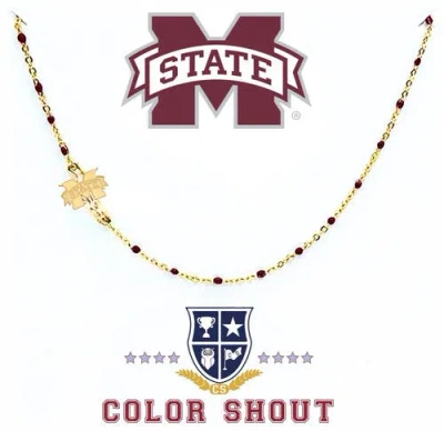 Color Shout Mississippi State University Side Necklace In Gold