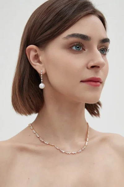 Classicharms Electra Silver Diamond Rivière Pearl Drop Earrings In Silver