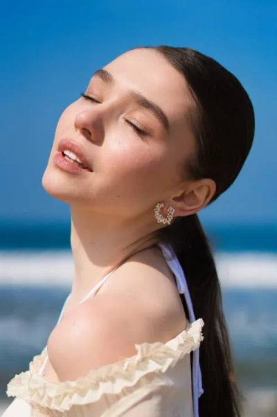 Classicharms Crescent Baguette Cubic Zirconia Stud Earrings In Metallic