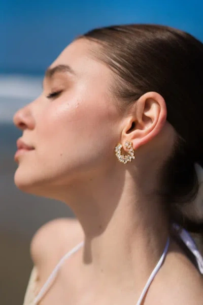 Classicharms Crescent Baguette Cubic Zirconia Stud Earrings In Metallic