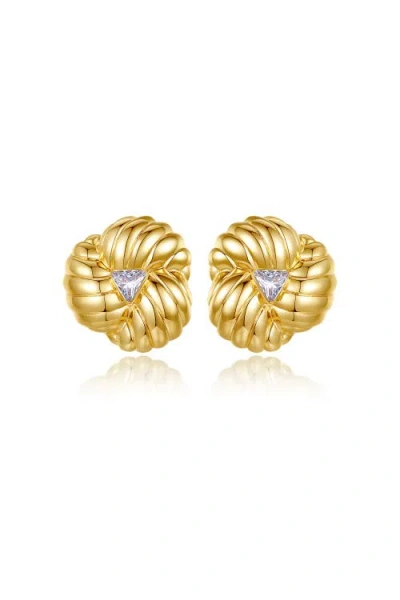 Classicharms Clover Designed Stud Earrings In Gold