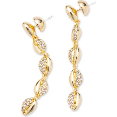 Classicharms Women's Lucia Gold Cascade Pavé Crystals Shell Drop Earrings In Gold
