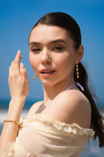 Classicharms Women's Lucia Gold Cascade Pavé Crystals Shell Drop Earrings In Gold