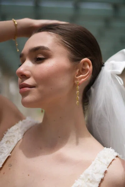 Classicharms Women's Lucia Gold Cascade Pavé Crystals Shell Drop Earrings In Gold