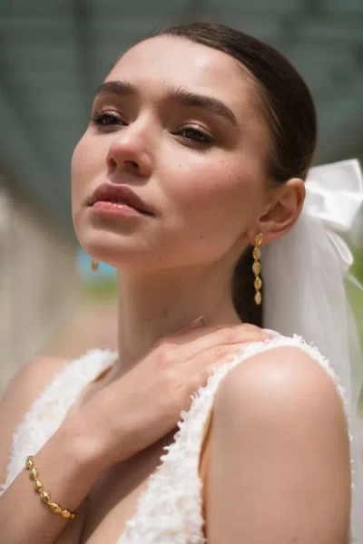 Classicharms Women's Lucia Gold Cascade Pavé Crystals Shell Drop Earrings In Gold