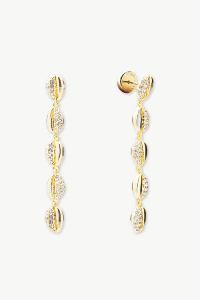 Classicharms Women's Lucia Gold Cascade Pavé Crystals Shell Drop Earrings In Gold