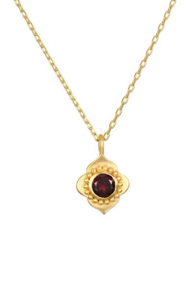 Satya Jewelry Spiritual Strength Garnet Lotus Necklace In Red