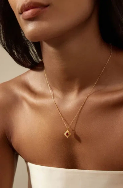 Satya Jewelry Spiritual Strength Garnet Lotus Necklace In Red