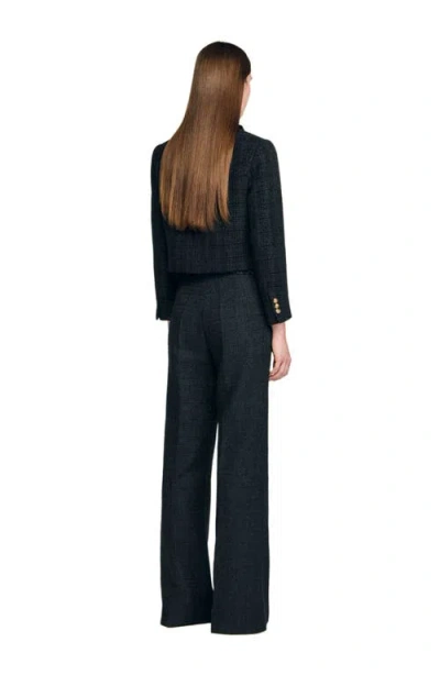 Sandro Tweed Suit Trousers In Black