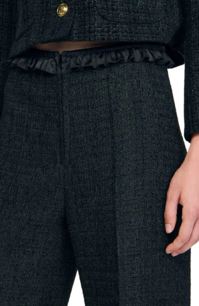 Sandro Tweed Suit Trousers In Black
