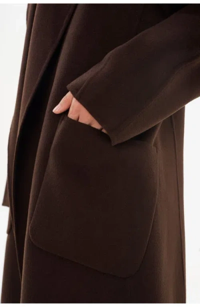 Lamarque Thara | Shawl Collar Wool Coat In Brown