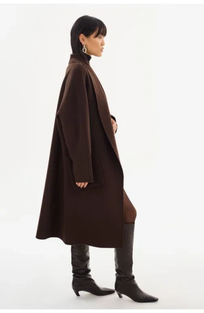 Lamarque Thara | Shawl Collar Wool Coat In Brown