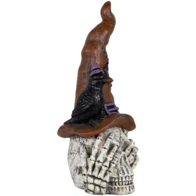 Northlight 22.75" Skull In Witch's Hat With Crow Halloween Decoration In Multi