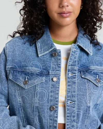Samii Ryan Smiley Oversized Denim Jacket In Blue