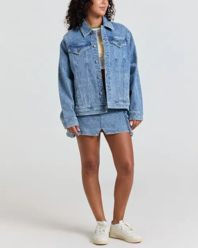 Samii Ryan Smiley Oversized Denim Jacket In Blue
