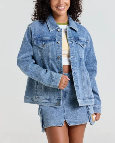 Samii Ryan Smiley Oversized Denim Jacket In Blue