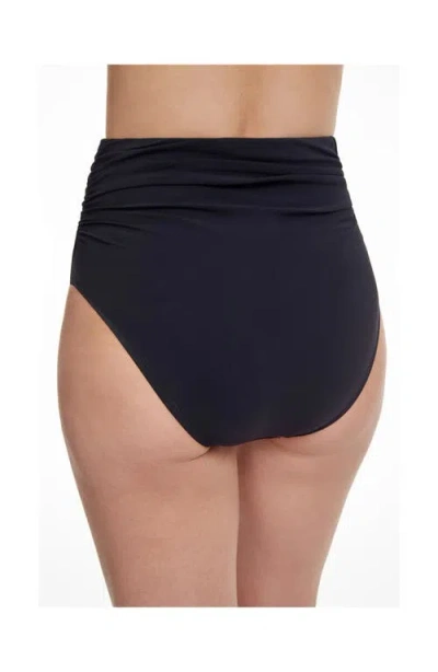 Profile By Gottex Womens Gathered Extra High Waist Swim Bottom Separates In Black