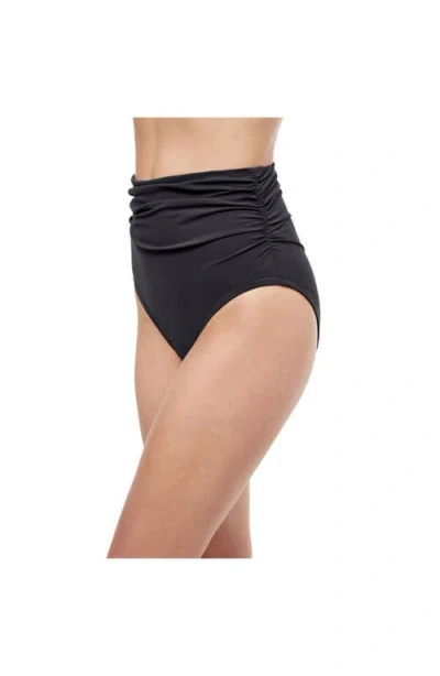 Profile By Gottex Womens Gathered Extra High Waist Swim Bottom Separates In Black