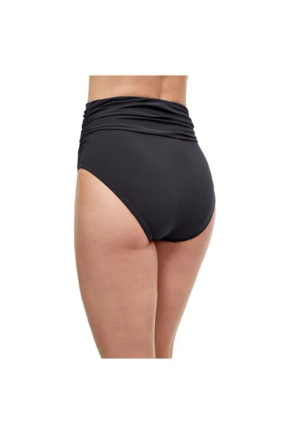 Profile By Gottex Womens Gathered Extra High Waist Swim Bottom Separates In Black