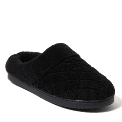 Dearfoams Darcy Quilted Cuff Velour Clog Slipper In Black