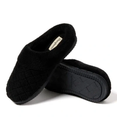 Dearfoams Darcy Quilted Cuff Velour Clog Slipper In Black