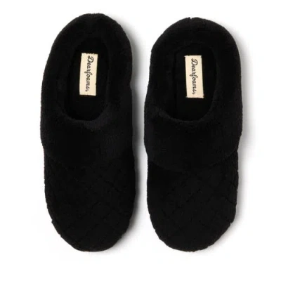 Dearfoams Darcy Quilted Cuff Velour Clog Slipper In Black