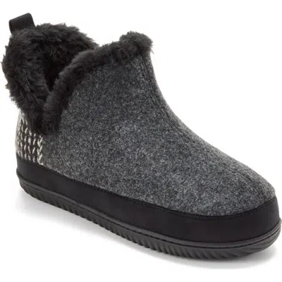 Dearfoams Felted And Plaid Boot Slipper In Black