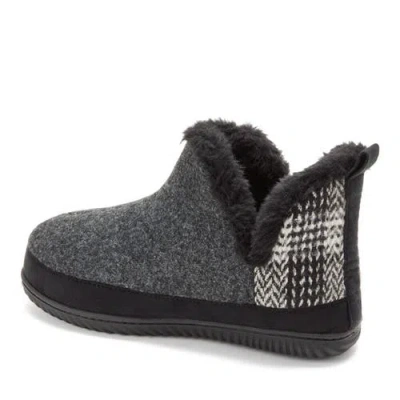 Dearfoams Felted And Plaid Boot Slipper In Black